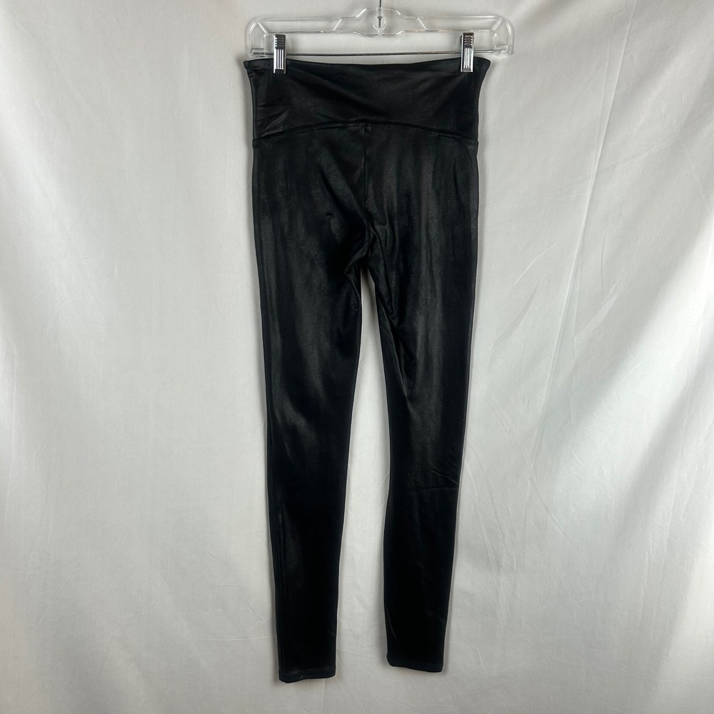 Spanx Faux Leather Leggings Black High Waisted Compression Womens Size Medium - Picture 5 of 7